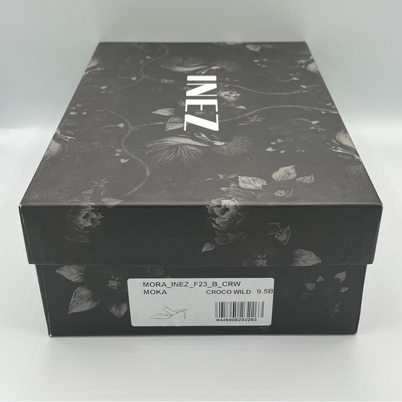 Inez Mora Mule in Cocoa Croco Pointed Toe Embossed Leather Slip-On Shoes - Picture 11 of 11